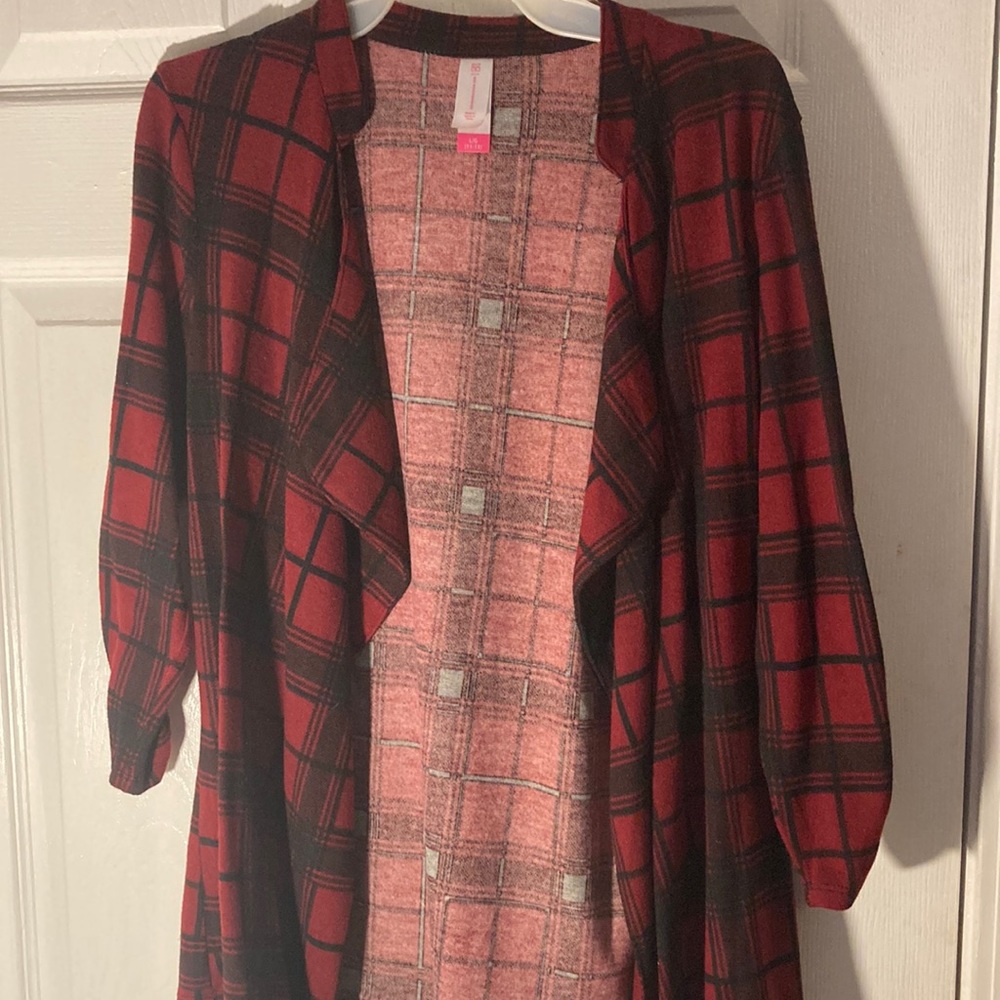 red cardigan